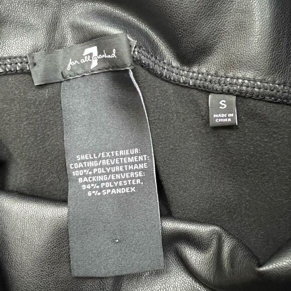 7 For All Mankind Vegan Faux Leather Moto Leggings Pants Bikercore Black size S - Picture 6 of 12